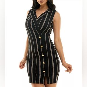 Striped Black Sleeveless Dress